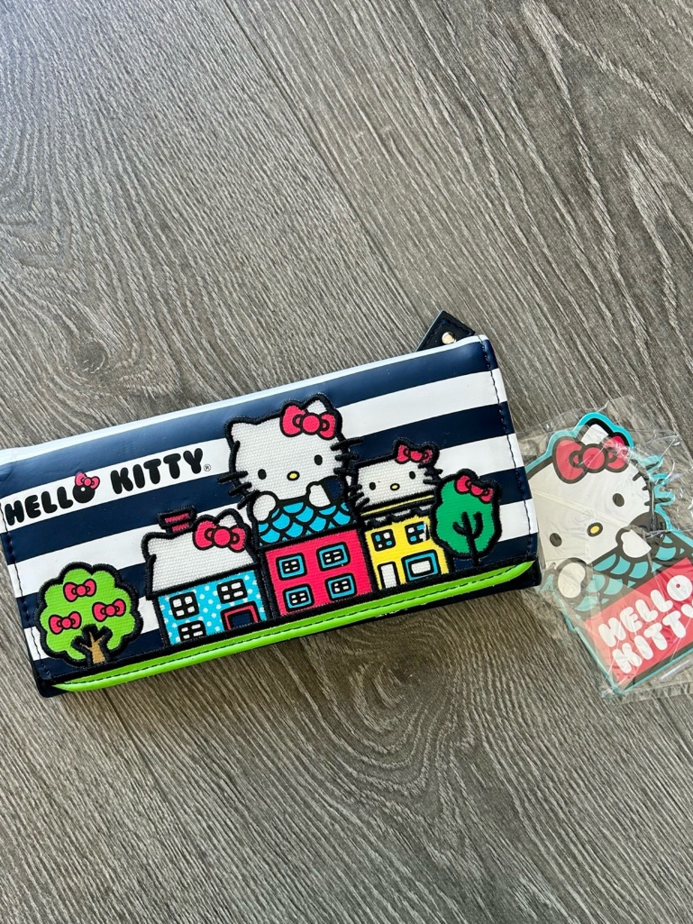 NWT Loungefly Hello Kitty HousesWallet – Navy & White Stripe with Bright Accents